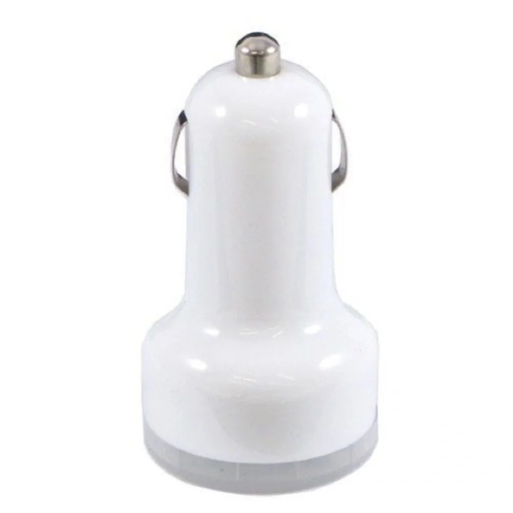 White Dual USB Universal Adapter Car Charger